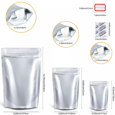 Op maat gemaakte hersluitbare Ziplockk Stand Up Mylar-zakken met zuurstofabsorbeerders