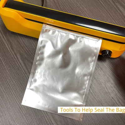 Warmteafdichtende aluminiumfoliezakken Herbruikbare Mylar-opbergzakken met labelstickers